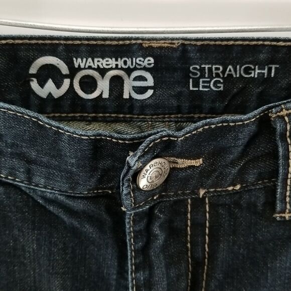 Warehouse One Jeans Men's Size 34/34 Black Washed Relaxed Straight Leg Denim - Picture 4 of 9